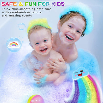 4-Pack Rainbow Cloud Bath Bombs Gift Set for Kids