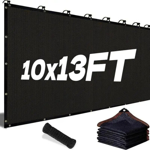 🎖️90% Blackout Cloth (Black) - 10 x 13ft UV-Resistant Shade Net with Reinforced Rivets,