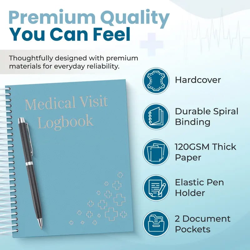 🔥 🩺❤️Doctor-Approved Medical Visit Logbook: Your Essential Medical Planner (📘Vegan Leather)