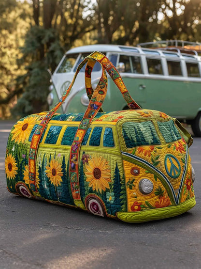 Hippie Sunflower Quilted Duffle Bag