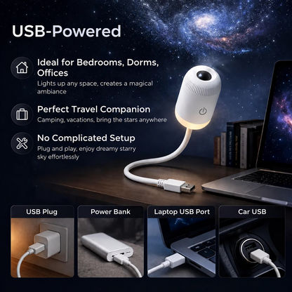 💡🌃2-in-1 Galaxy Star Projector USB Night Light for Indoor Decor