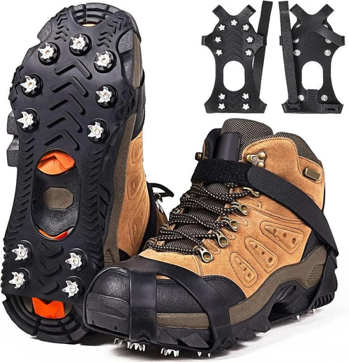 Crampons, Ice Cleats for Shoes and Boots, Silicone Stainless Steel Grippers Shoe Spikes Grips Traction