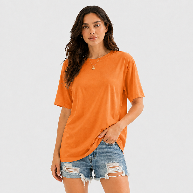 Women's Short Sleeve T Shirt Solid Color Round Neck Casual Tee