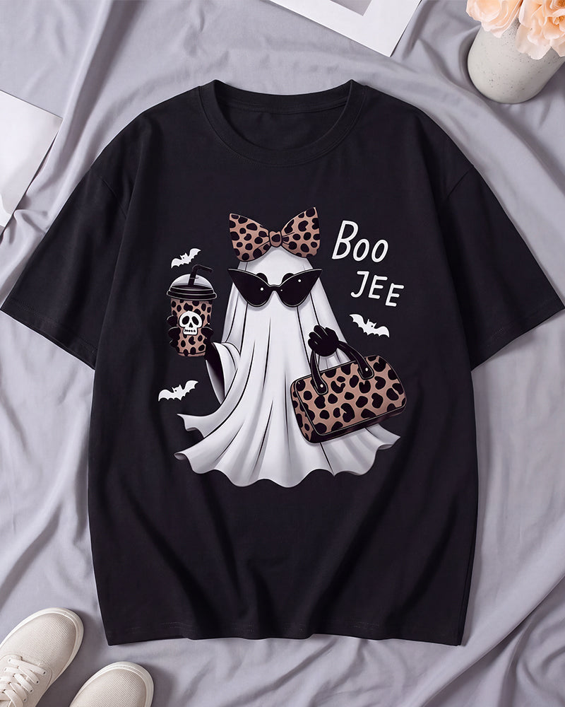 Boo-Jee Leopard Ghost Graphic T-Shirt