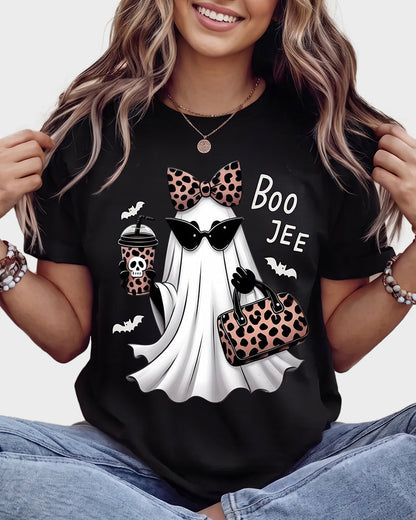 Boo-Jee Leopard Ghost Graphic T-Shirt