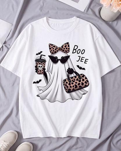 Boo-Jee Leopard Ghost Graphic T-Shirt