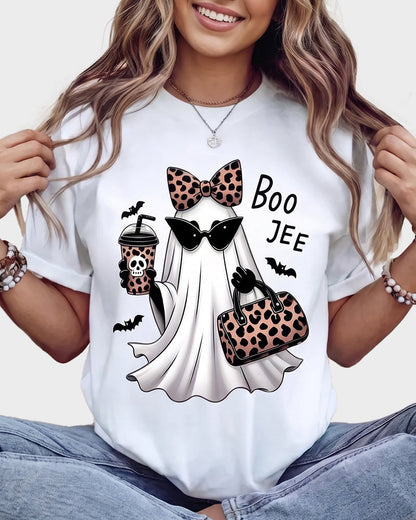 Boo-Jee Leopard Ghost Graphic T-Shirt