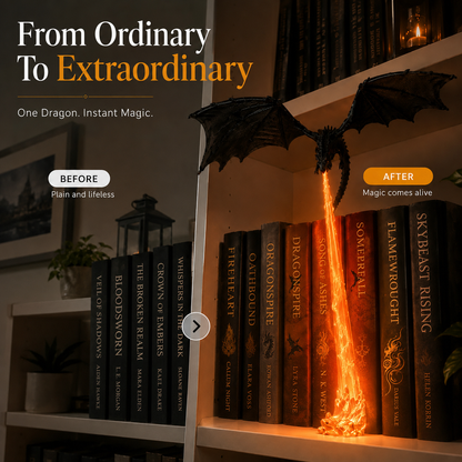 🐉 Fire-Breathing Dragon Bookshelf Lamp – Fantasy LED Shelf Decor