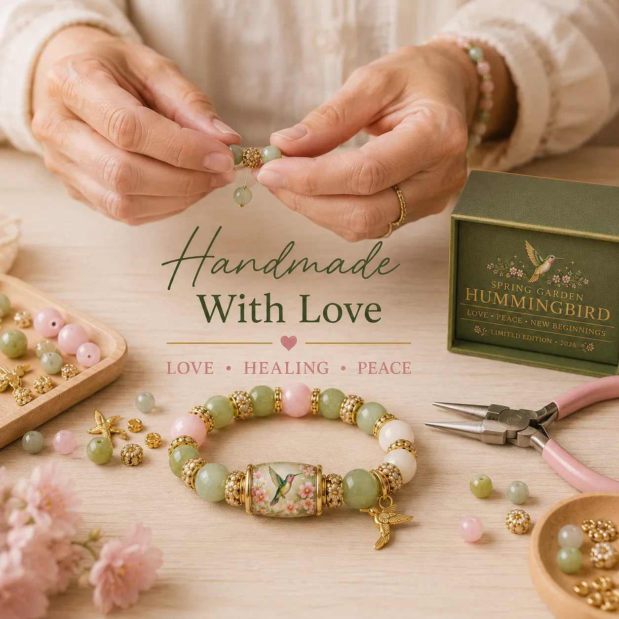 🌿 Love, Peace & Spring Blessings 💖 | 2026 Limited Edition Bracelet - With Gift Box - 10 In Stock