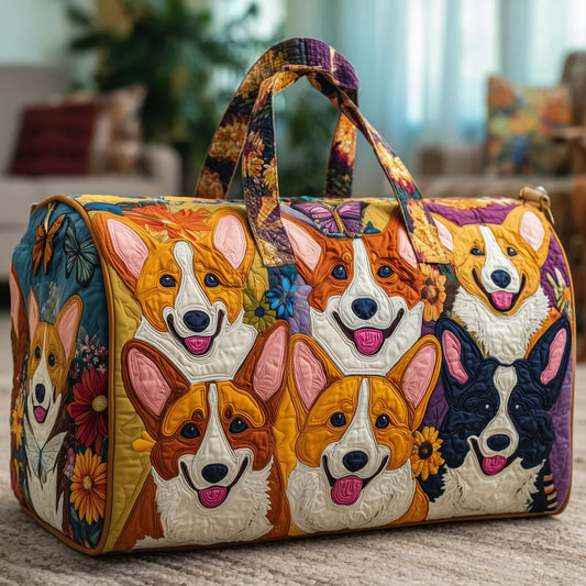 Corgi dog quilted travel bag