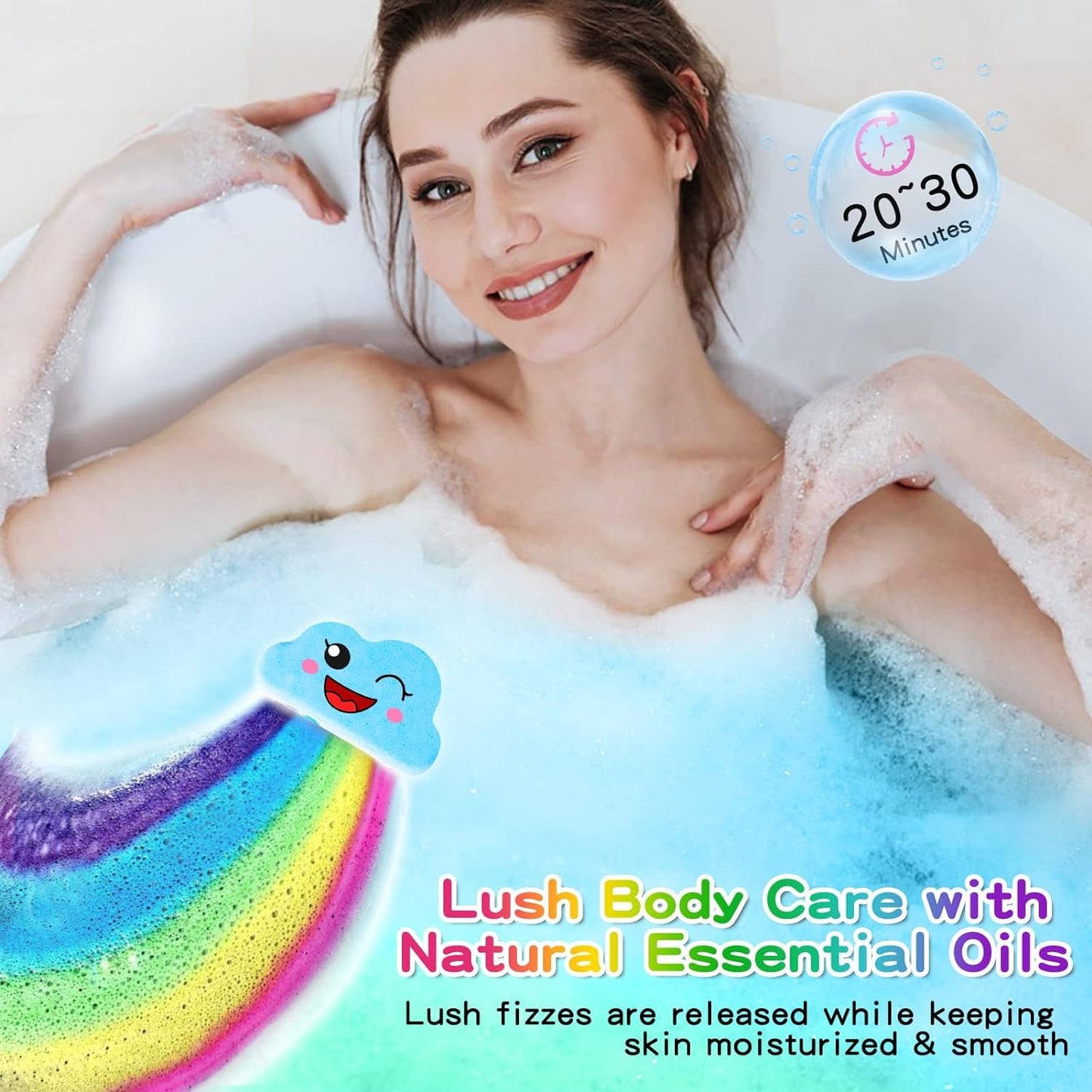 4-Pack Rainbow Cloud Bath Bombs Gift Set for Kids