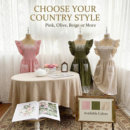 The Provencal: Lace-Trimmed Artisanal Apron
