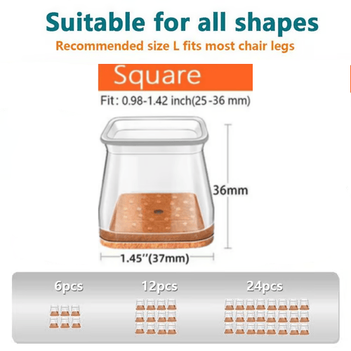 Square Chair Leg Protectors for Hardwood Floor Fits All Shape Chair Mat for Wood and Tile Floors.