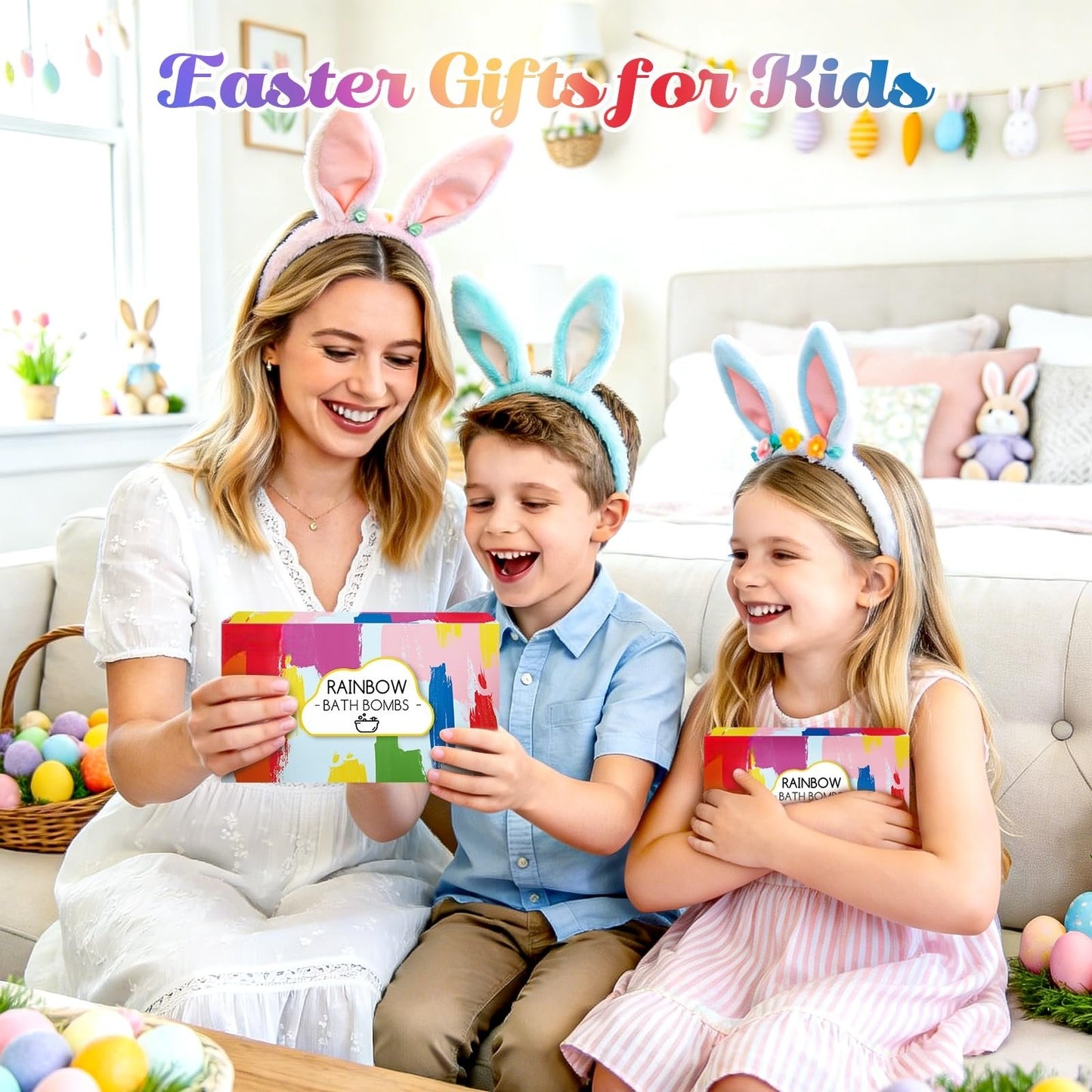 4-Pack Rainbow Cloud Bath Bombs Gift Set for Kids