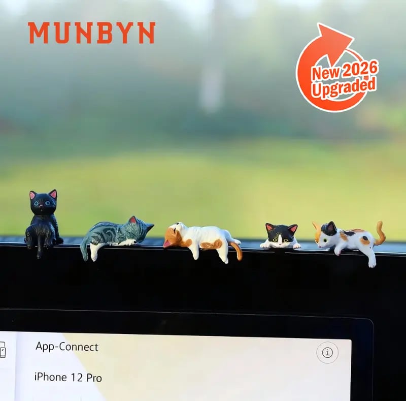 ⏰🔥 Hand-Painted Mini Cat Desk Figurines 😺 Set of 5 Cute Cartoon Kitty Companions