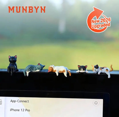 ⏰🔥 Hand-Painted Mini Cat Desk Figurines 😺 Set of 5 Cute Cartoon Kitty Companions
