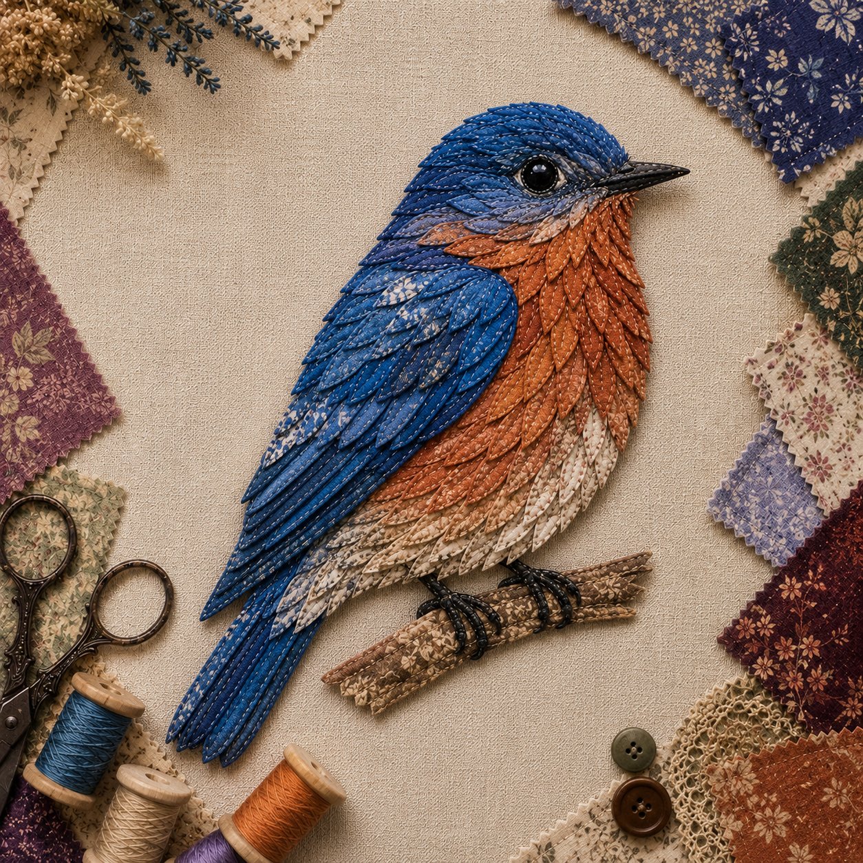 🧵 Beginner Friendly ✨ 3D Patchwork Bird DIY Craft Kit – Create a Layered Fabric Bird Worth Displaying