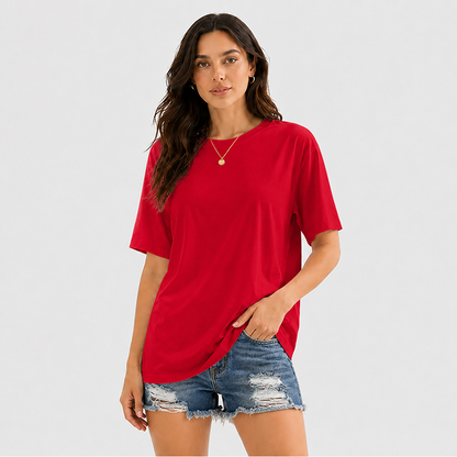 Women's Short Sleeve T Shirt Solid Color Round Neck Casual Tee