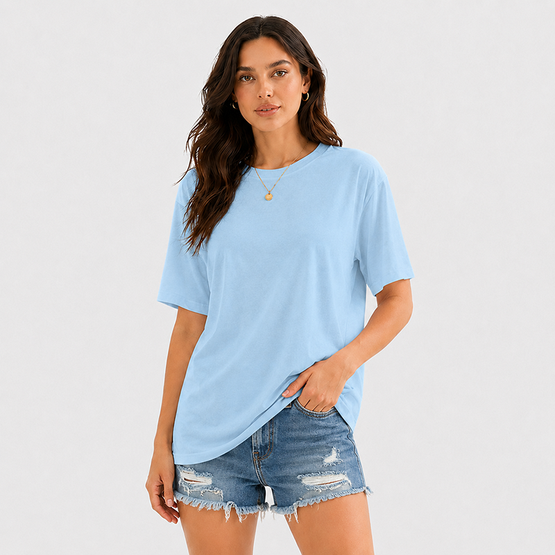 Women's Short Sleeve T Shirt Solid Color Round Neck Casual Tee