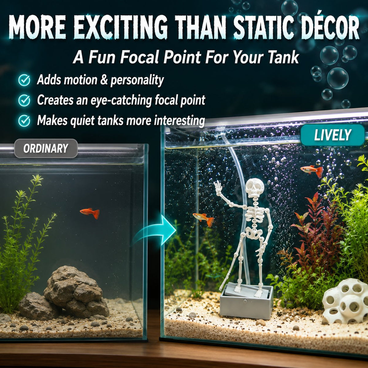 Air-Driven Dancing Skeleton Aquarium Ornament