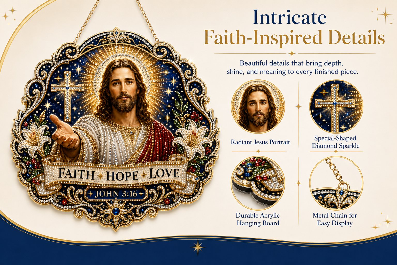 🔥LAST DAY 49% OFF - ✝️✨Jesus Diamond Art Hanging Ornament Kit