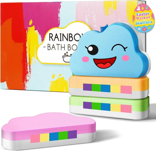 4-Pack Rainbow Cloud Bath Bombs Gift Set for Kids