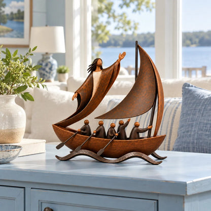 🔥Peace in the Storm Faith Sailboat Sculpture