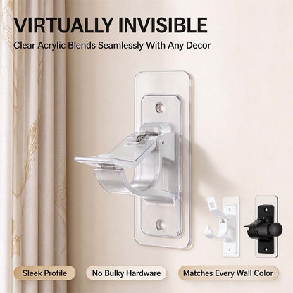 No-Drill Curtain Rod Brackets, Self-Adhesive Multifunctional Acrylic Gel Rod Holder Hooks 🏠