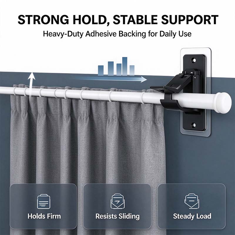 No-Drill Curtain Rod Brackets, Self-Adhesive Multifunctional Acrylic Gel Rod Holder Hooks 🏠