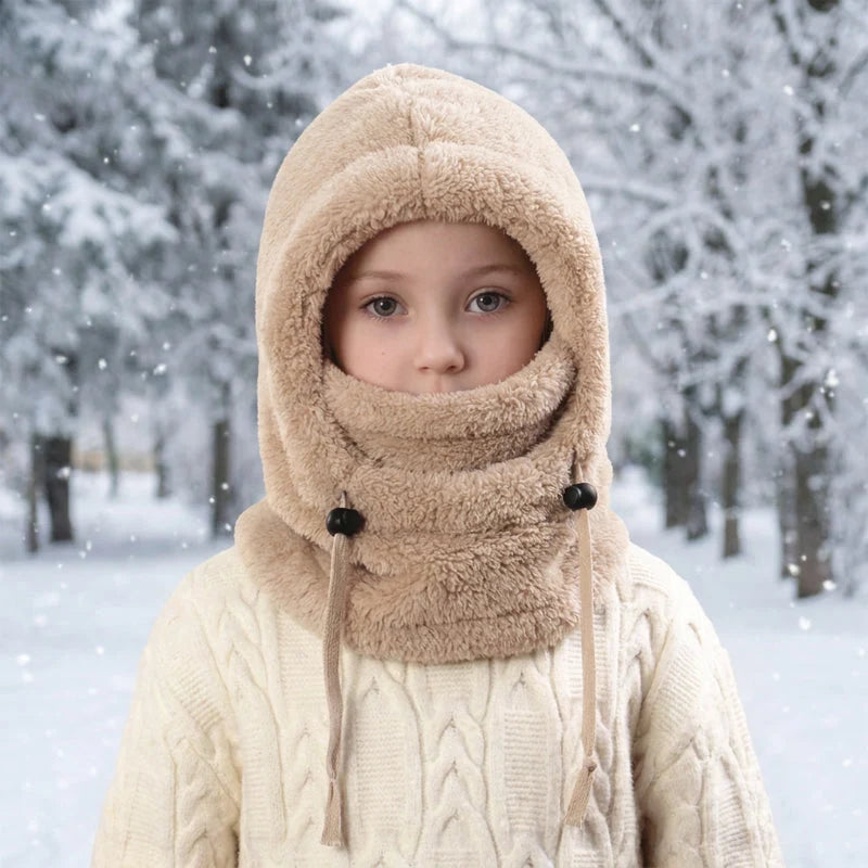 3-in-1 Kids' Winter Hood – Soft Fleece Hat, Face Cover & Neck Warmer❄️🧣