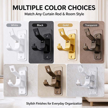 No-Drill Curtain Rod Brackets, Self-Adhesive Multifunctional Acrylic Gel Rod Holder Hooks 🏠