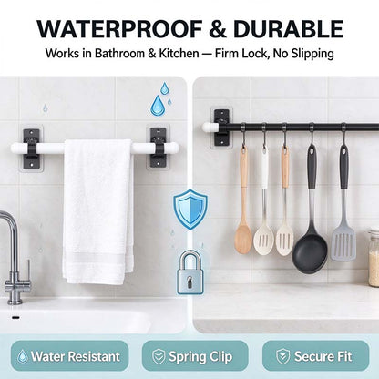 No-Drill Curtain Rod Brackets, Self-Adhesive Multifunctional Acrylic Gel Rod Holder Hooks 🏠