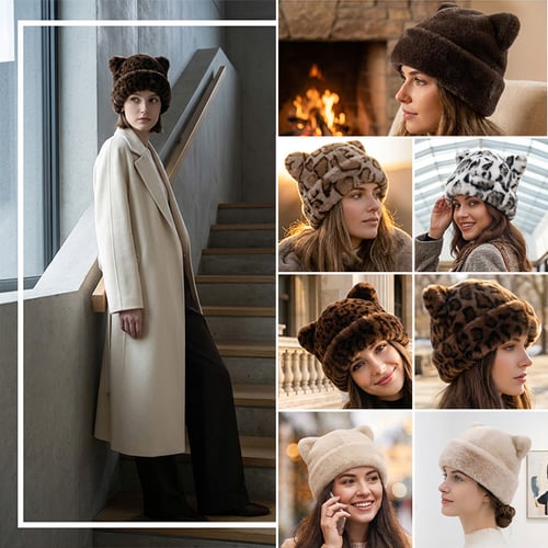 Different color options of the plush cat ear hat
