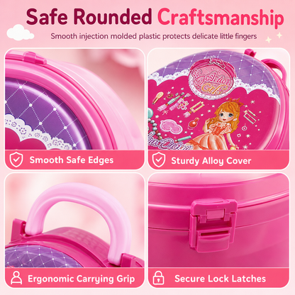 📢📢 50% OFF🎀Kids’ Pretend Makeup Vanity Suitcase – Portable Dress-Up Toy Set for Girls