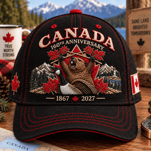 🍁 Canada 160th Anniversary 1867–2027 – Premium Embroidered Heritage Cap (100% Cotton)