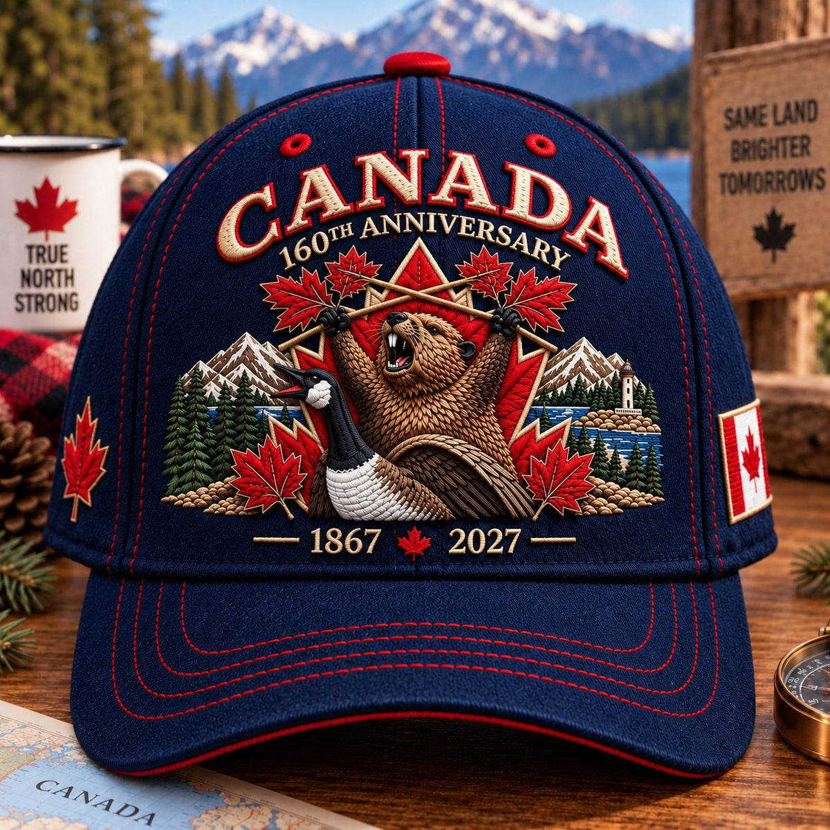 🍁 Canada 160th Anniversary 1867–2027 – Premium Embroidered Heritage Cap (100% Cotton)