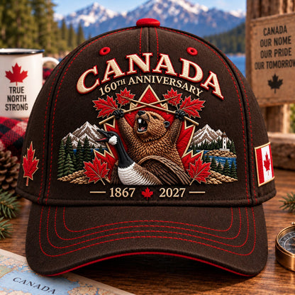 🍁 Canada 160th Anniversary 1867–2027 – Premium Embroidered Heritage Cap (100% Cotton)