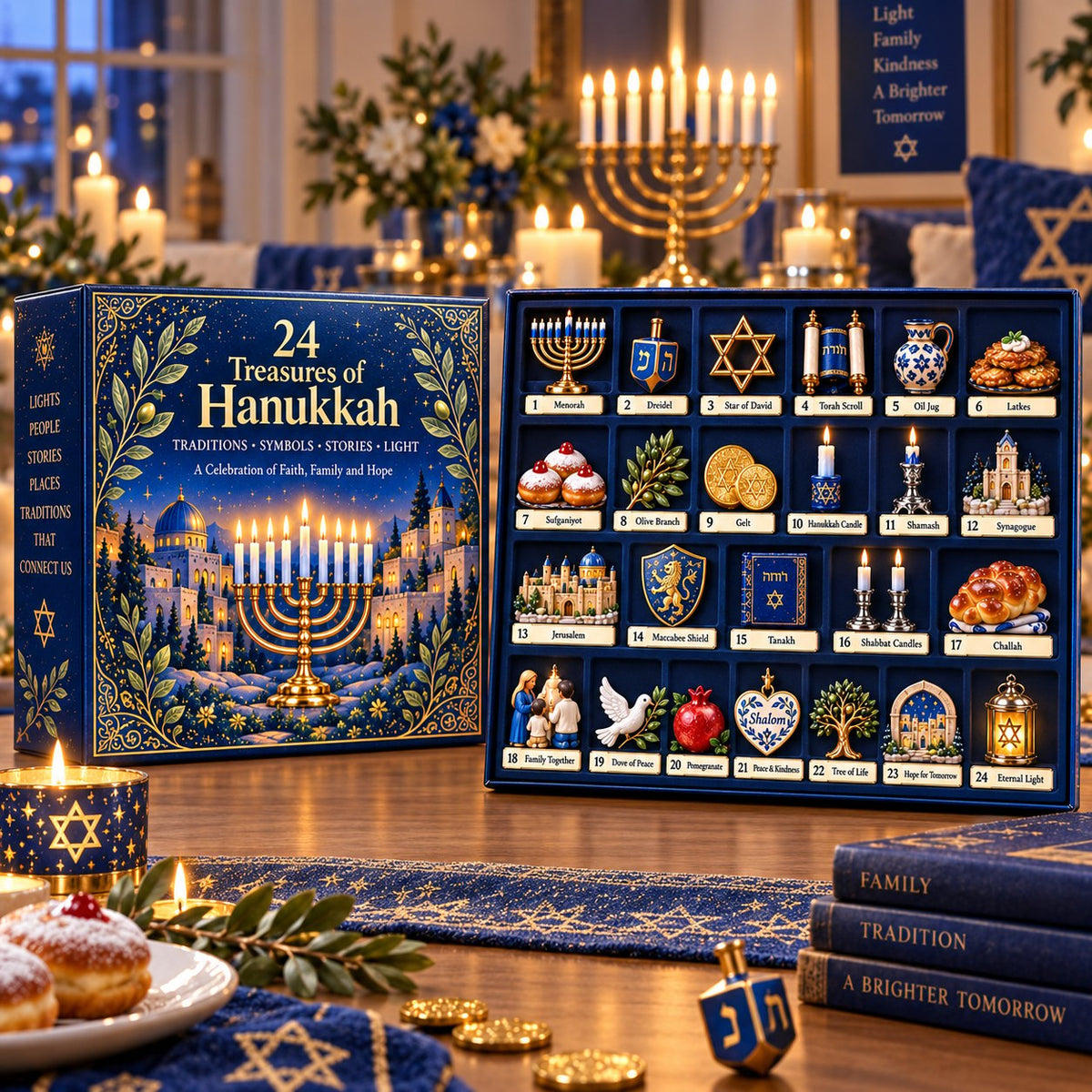 24 Treasures of Hanukkah – Traditions, Symbols & Light Countdown Calendar