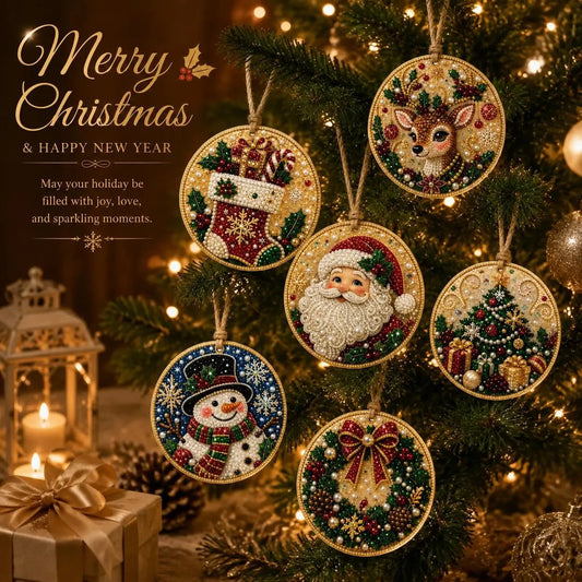 Christmas DIY Diamond Painting Ornaments Kit (12-Piece) – Xmas Tree Hanging Craft Decoration