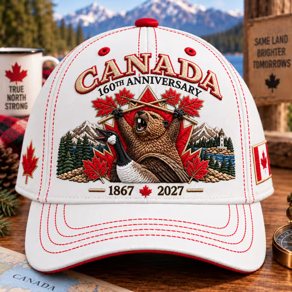 🍁 Canada 160th Anniversary 1867–2027 – Premium Embroidered Heritage Cap (100% Cotton)