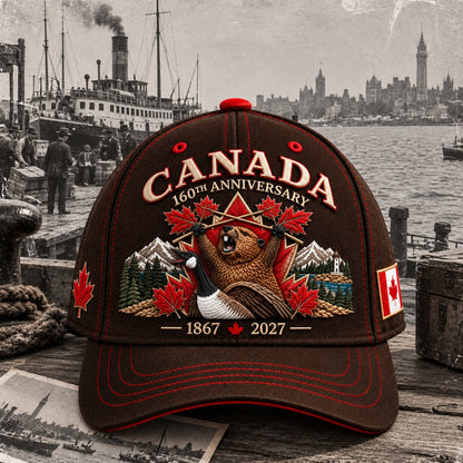 🍁 Canada 160th Anniversary 1867–2027 – Premium Embroidered Heritage Cap (100% Cotton)
