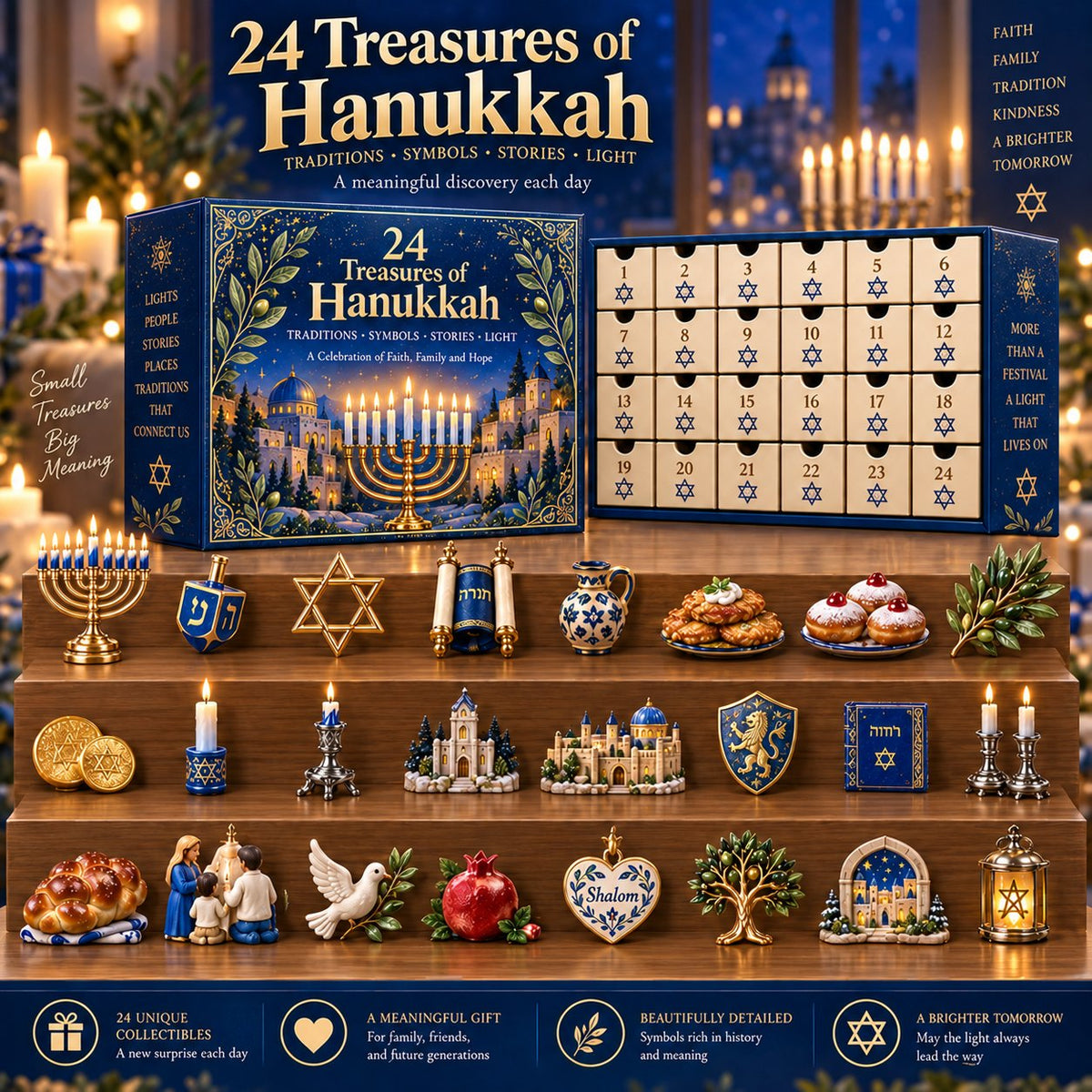 24 Treasures of Hanukkah – Traditions, Symbols & Light Countdown Calendar