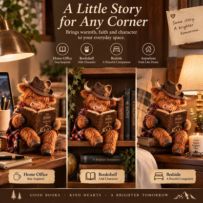 ⏳ 🐮 Highland Cow Bible Nativity Figurine | Bookish Christmas Faith Décor for Shelves, Desks & Meaningful Gifts 🎄