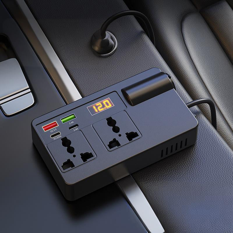 ⚡🔋Portable Car Inverter 12V/24V to 220V with Digital Display