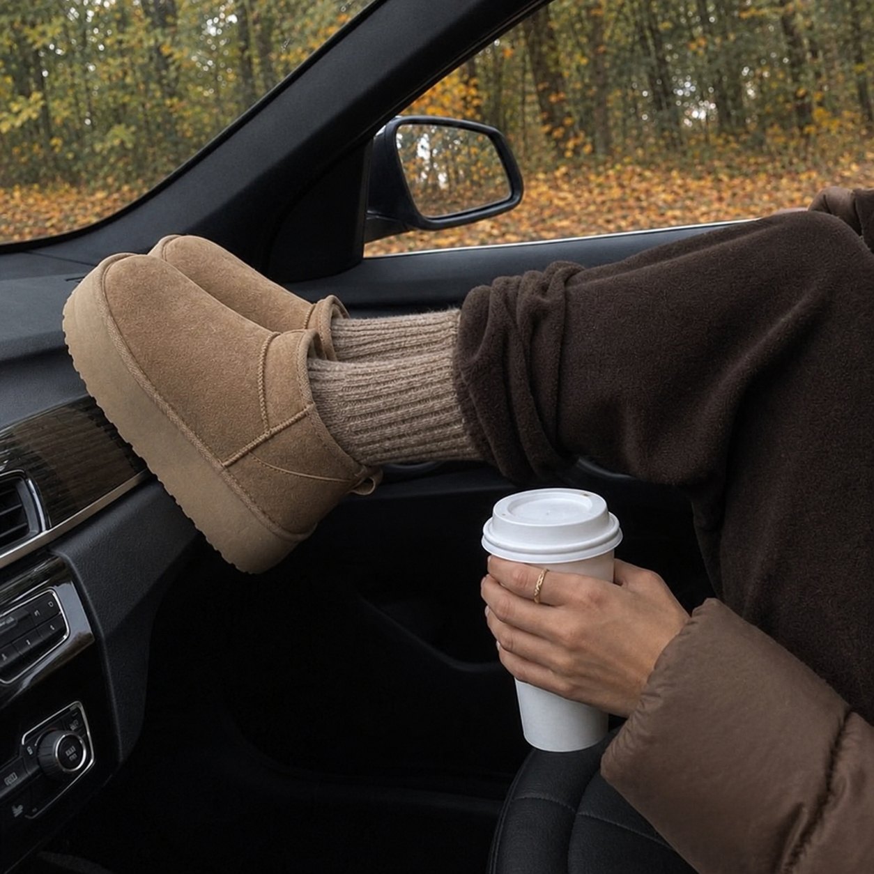 Warm socks worn with boots